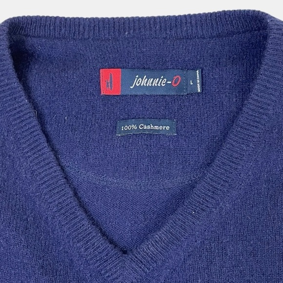 johnnie-O Men’s Ringer 100% Cashmere Lightweight Knit Sweater Navy Large - Picture 7 of 11